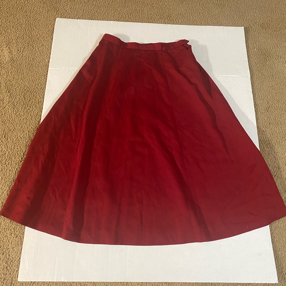 Lands' End Red A-Line Midi Skirt for Cocktail Events